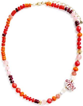 Panacea Orange Beaded Fish Strand Necklace at Nordstrom