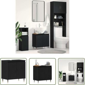 vidaXL Armadio per lavabo - Armadio per Lavabo da Bagno Rovere Nero 58 x 33 x 60 cm