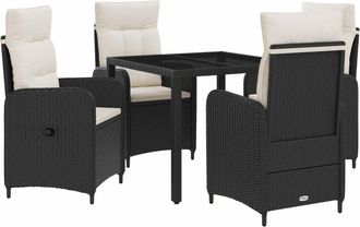 vidaXL Juego De Comedor Para Exteriores 5 Uds. Negro Y Blanco Crema Vidaxl