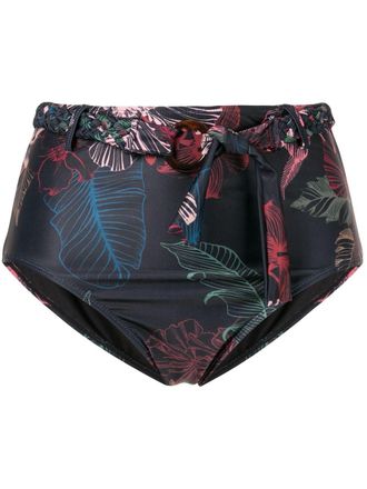 Duskii Fleur belted high-waisted bottoms - women - Polyester/Elastane - 8 - Black