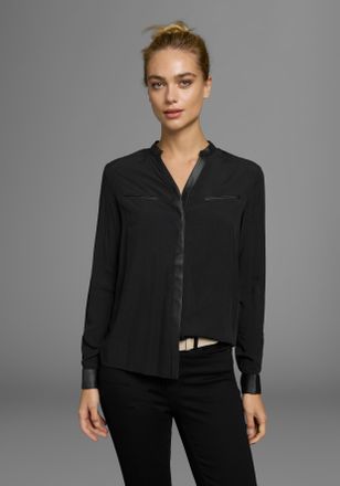 AJC Hemdbluse AJC, Damen, Gr. 32, schwarz, Web, Obermaterial: 100% Viskose. Beschichtung: 100% Polyurethan. Einsatz: 100% Polyester, unifarben, figurumspi