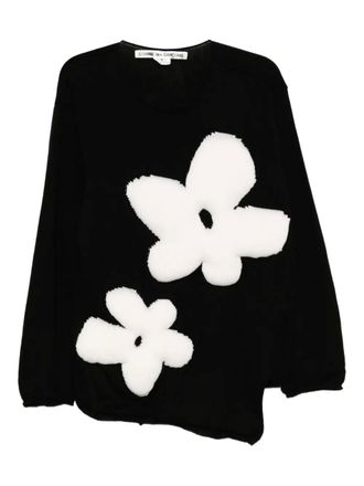 Comme Des Gar&ccedil;ons stuffed-flower jumper - women - Polyester/Wool - M - Black