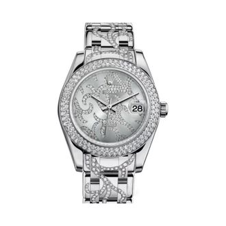 Rolex Datejust Rhodium Set with Diamond Dial 18 Carat White Gold Automatic Ladies Watch 81339ARABESQUE