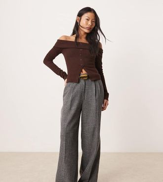 Miss Selfridge tailored wide leg pants in gray