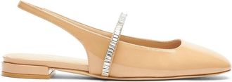 Stuart Weitzman Stefanie Flats Womens Beige Round Toe Slingback HTAT1038