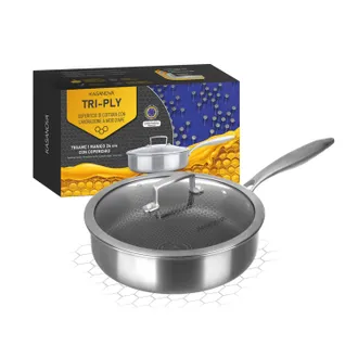 KASANOVA Tegame 24 cm con coperchio e un manico a 3 strati Tri - ply