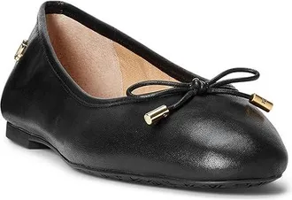 Lauren Ralph Lauren Jayna Flat Womens Flat Shoes Black : 5.5 B - Medium, Leather