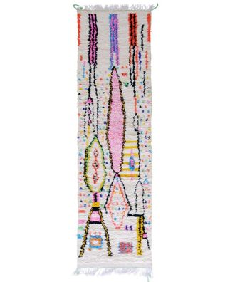 AFK Living Alfombra de pasillo marroqu&iacute; en lana multicolor 80 x 350 cm