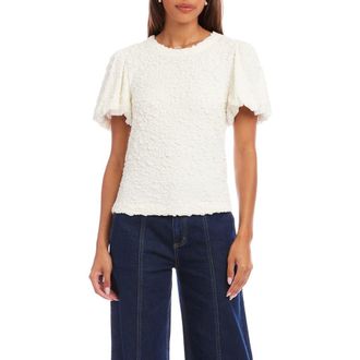 Karen Kane Puff Sleeve Textured Top in White at Nordstrom, Size X-Small