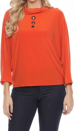 Joseph Ribkoff Cowl Neck Dolman Sleeve Boxy Top In Lava Orange