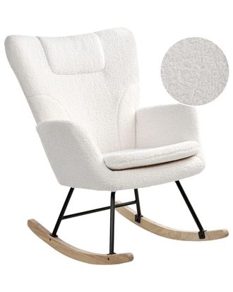 Beliani Mecedora boucl&eacute; blanco