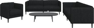 vidaXL Juego De Sof&aacute;s 3 Piezas Tela Negro Vidaxl