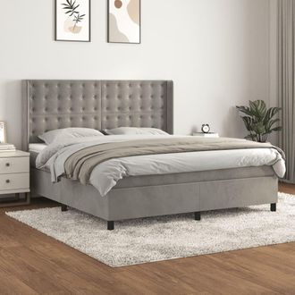 vidaXL Vidaxl - Cama Box Spring Con Colch&oacute;n Terciopelo Gris Claro 160x200 Cm