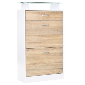 HOMCOM Mueble zapatero 60x24x105.5 cm madera natural