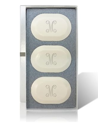 Carved Solutions Monogrammed Set Of 3 Soap Bars (A-Z)