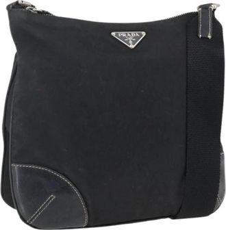 Prada Pre-owned Cross Body Bags, female, Black, Size: ONE SIZE Pre-owned Nylon Cross Body Bag