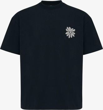 Genti Floral Embroidery T-shirt | Zwart