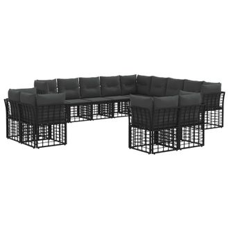 vidaXL Conjunto De Sof&aacute;s De Exterior Negro Y Gris Oscuro Poli&eacute;ster Vidaxl