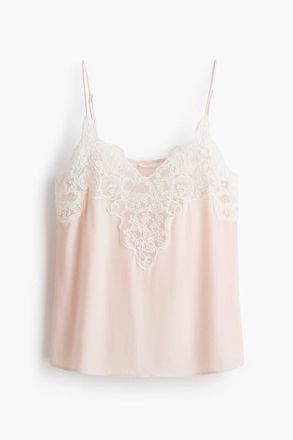 H&M Lace-trimmed Strappy Top in Light Pink at Nordstrom, Size Xx-Large