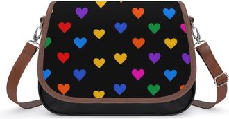 Generic Colorful Hearts Womens Crossbody Bag Fashion Shoulder Handbags Message Tote Bag with Adjustable Strap