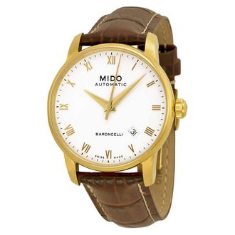 Mido Baroncelli Automatic White Dial Brown Leather Mens Watch M86003268