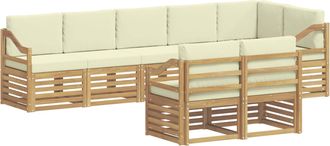 vidaXL Conjunto De Sof&aacute;s De Exterior 8 Uds. Blanco Y Crema Poli&eacute;ster Vidaxl