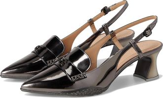 Coach Nikola Metallic Leather Hybrid Slingback High Womens Heels Anthracite : 7.5 M, Leather/Rubber