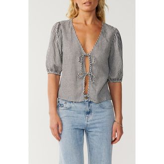 Rip Curl Vibe Surf Tie Front Top in Black/off White at Nordstrom, Size Xx-Small