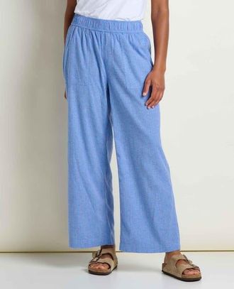 Toad & Co Womens Taj Hemp Wide Leg Pant in Blue Jay Railroad Stripe at Nordstrom, Size X-Small 27