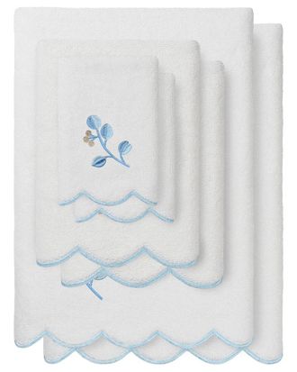 Linum Home Textiles 100% Turkish Cotton Wild Branch Scallop 6Pc Embellished Towel Set