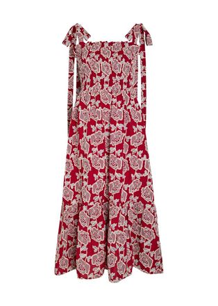 Erdem Floral-embroidered Cotton-blend Midi Dress - Red - 12 (UK12 / M)