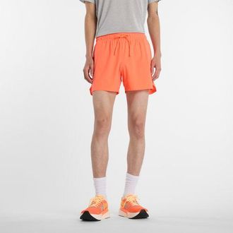 New Balance Uomo RC Short 5 in Arancia/Grigio, Politessuto, Taglia XL