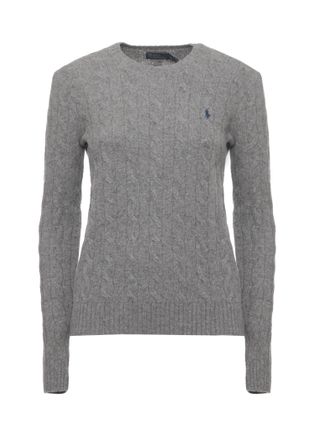 Polo Ralph Lauren Grey Woven Cable Knit Wool-Blend Sweater