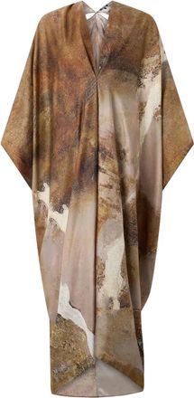 Roberto Cavalli Caftano con stampa marmo in seta - Toni neutri