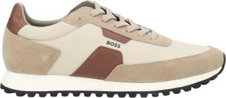 HUGO BOSS Schoenen, Heren, Beige, 42 EU, Parkour Runn Panelled Sneakers