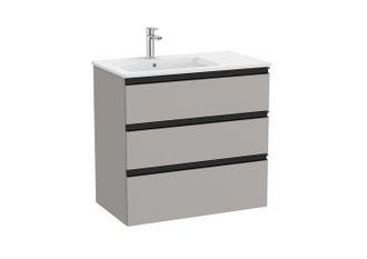 Roca Conjunto Mueble The Gap 800x460 2 Cajones + Lavabo Izquierda Gris Mate
