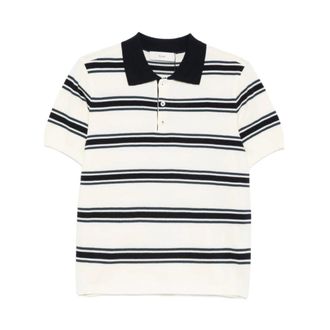 Dunst Polo Shirts, female, Beige, Size: XL Striped Cotton Polo Shirt