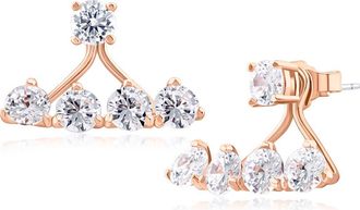 Kenneth Jay Lane Cubic Zirconia Front/Back Earrings in Clear/rose Gold at Nordstrom Rack