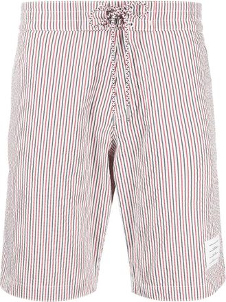 Thom Browne seersucker stripe-print swim shorts - men - Elastomultiester/Polyamide/Polyester/Polyester - 4 - White