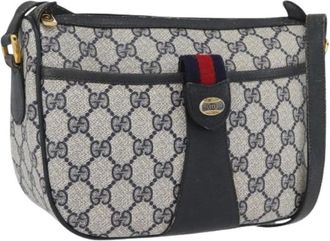 Gucci Pre-owned Cross Body Bags, female, Blue, Size: ONE SIZE Pre-owned Vintage GG Canvas Shoulder Bag