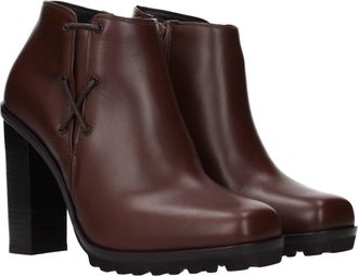 Max Mara Womens Brown Leather Ankle Boots