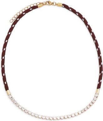 Petit Moments Paracord Beam Rhinestone Necklace in Brown at Nordstrom