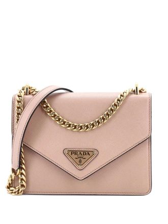 Prada Envelope Flap Chain Shoulder bag Saffiano Leather Small crossbody bag - Neutrals
