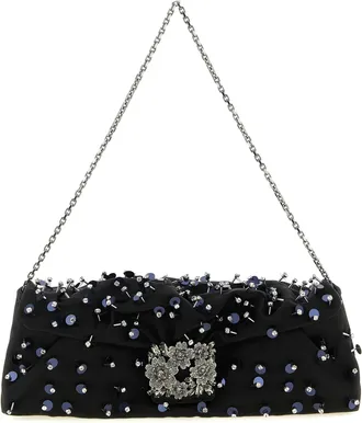 Roger Vivier Black Viscose Clutch Womens Bag