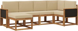vidaXL Conjunto De Sof&aacute;s De Exterior 6 Uds. Natural Y Beige Vidaxl
