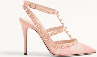 Valentino Garavani Rockstud Lace Pump With Straps 100Mm Wo