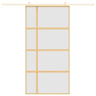 Berkfield Home Sliding Door Gold 102.5x205 cm Frosted ESG Glass & Aluminium