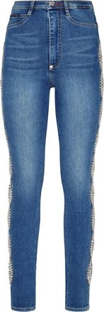 Philipp Plein Denim Super High Waist Jegging Crystal Cable