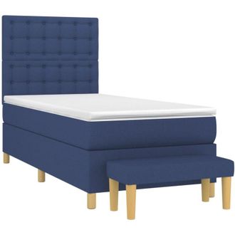 vidaXL Vidaxl - Cama Box Spring Con Colch&oacute;n Tela Azul 80x200 Cm