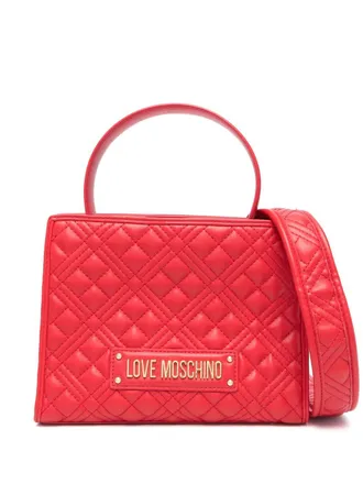 Love Moschino logo-lettering quilted tote bag - women - Polyurethane - OS - Red
